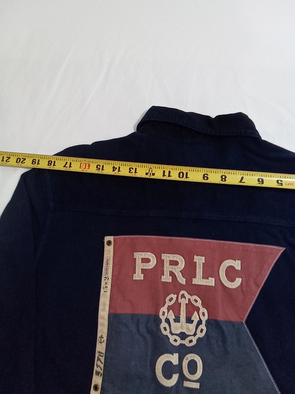 Ralph Lauren Navy Shirt Jacket with Red & Light Blue Flag Patch - Picture 6 of 14